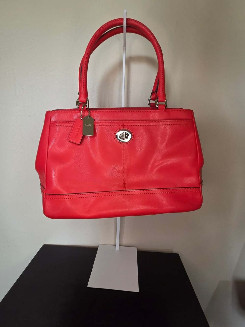Coach Red Leather Park Saffiano Carryall Tote Bag